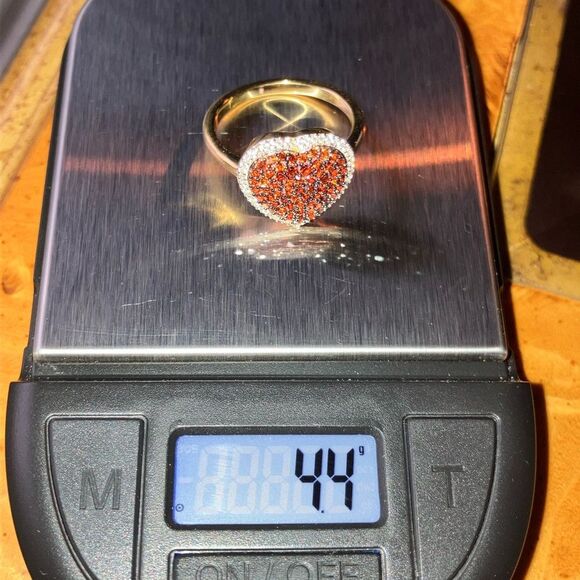 Natural Red Garnet Sterling Silver Heart Ring Size 9 - Picture 8 of 8